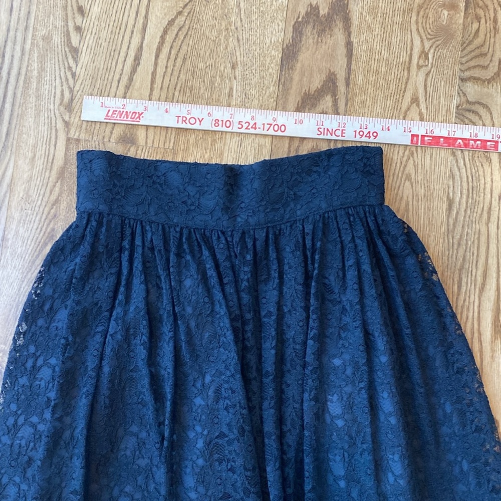 Laura Ashley midi black lace lined high waist skirt vintage dark academia 12 L - Picture 8 of 12